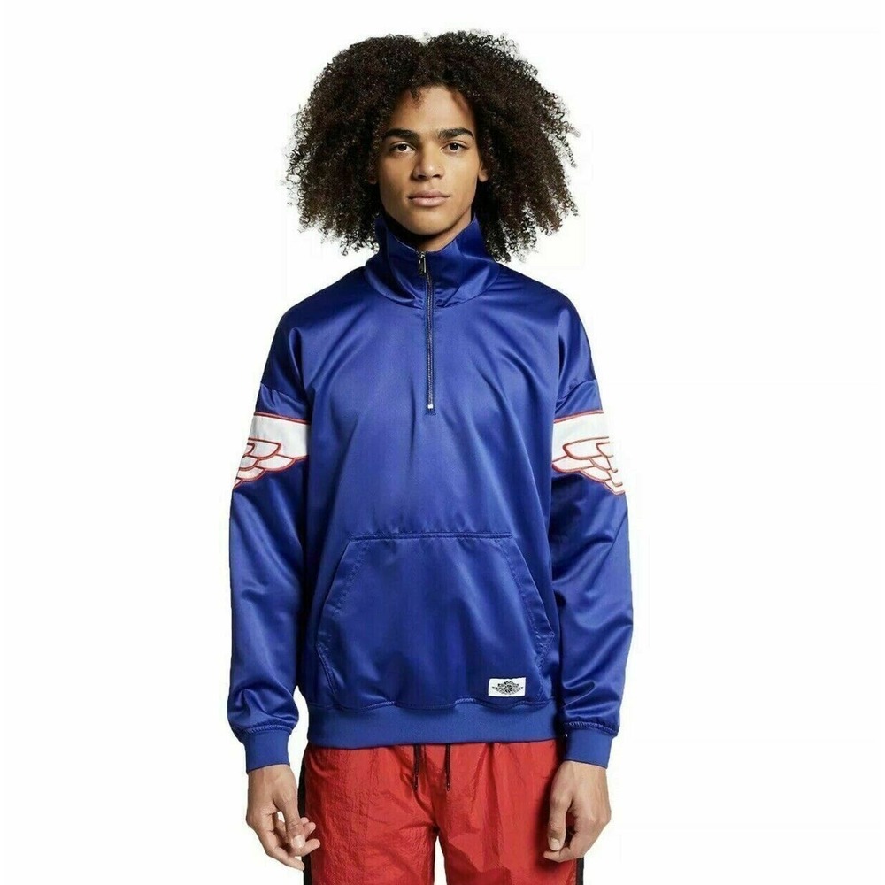 Nike Air Jordan Wings Classic 1/4 Zip Pull Over Sz XXL MSRP $125 Blue AO0406-455